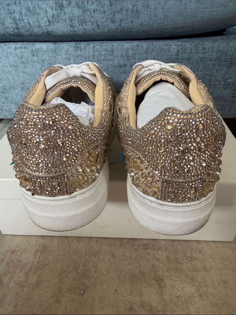 Betsey Johnson Rose Gold Crystal Embellished Sneakers - Picture 4 of 10